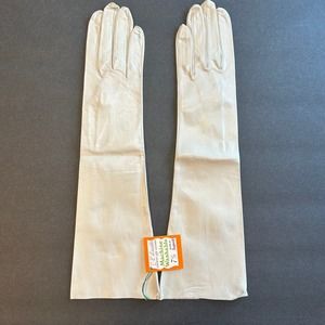 Vintage E Z Lavable By Superb Washable Leather Gloves Light Gray Size 7 1/2  NOS